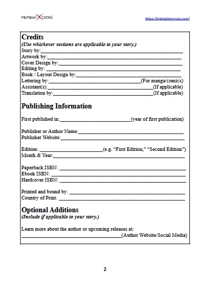 Copyright Page Template Preview 2